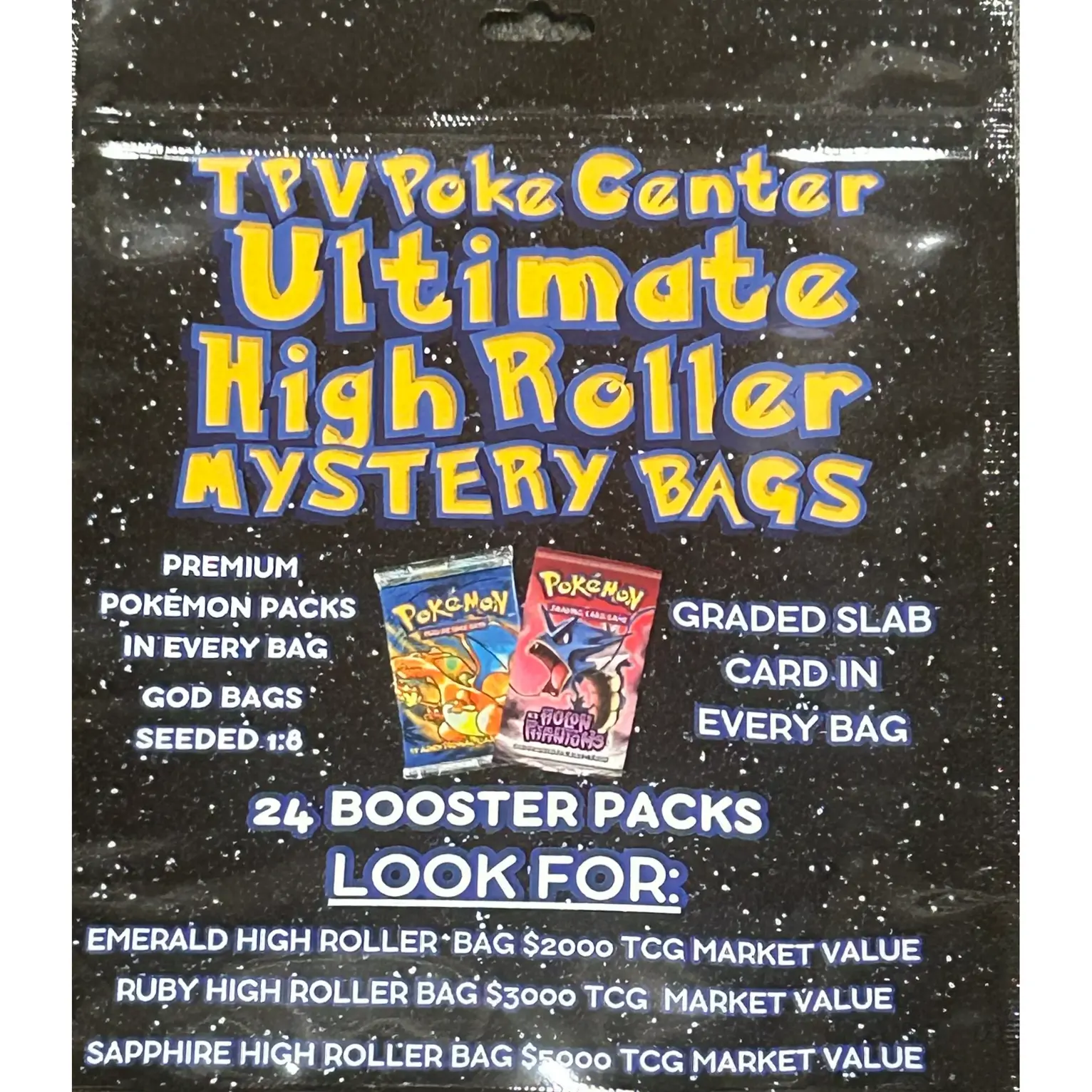 Pokemon TPVPOKE Ultimate High Roller Mastery Bag - Includes 24 PACKS and 1 Graded Slab