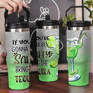 30oz Stainless Steel Insulated Tumbler with Leak-Proof Lid & Portable Handle - Salty with tequila pattern,Long-Lasting Hot/Cold Insulation,Perfect for Car,Office,Travel and Birthday Gifts, Travel Drinkware,Horse Drink Water Bottles
