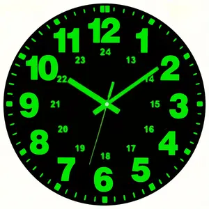 1PC Luminous Wall Clock, 12 Inch Bedroom Vinyl Hanging Clock, Silent Luminous Clock, Living Room/kitchen Digital and Pointer, Luminous Clock, Glow in the dark, Digital Clock Decor