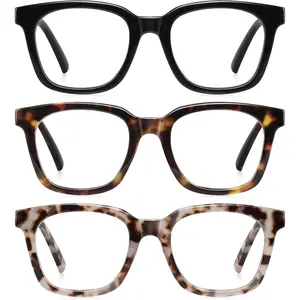 RESJOK 3 Pairs Reading Glasses for Women and Men 2025 NEW Fashion Square Frame Blue Light Blocking Magnifying Readers Anti-Glare Computer Eyeglasses High Quality Eyewear