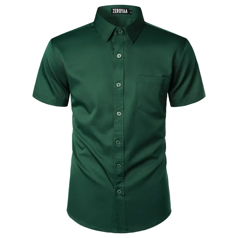 slim fit dress slacks Men's Linen Shirt Nevada in Forest Green main image 0