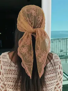 Women's Fashion Embroidered Floral Bandana Scarf, 80x80cm Fitted Square Towel, Perfect Gift for Family and Friends, All Seasons Wear