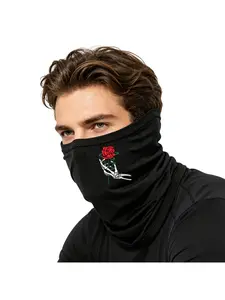 Unisex Open-top Sun Hat with Skeleton Hand Holding Red Rose Print, Multi-functional Face Mask and Headwear. Unisex, Perfect for Daily Casual Wear, Holiday Gifts and Outdoor Sports.