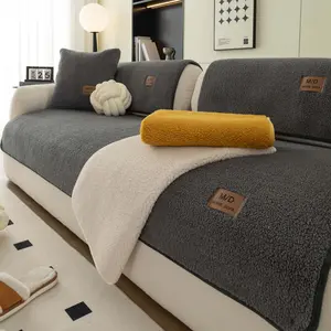 1 Pc Sherpa Fleece Sofa Mat, Reversible Plush Couch Cover Pad, Pet-Friendly Non-Slip, Machine-Washable Thick Furniture Protector, Cozy All-Season Sofa Cushion Throw, Fits Armchair/Loveseat/3-Seater/Sectional