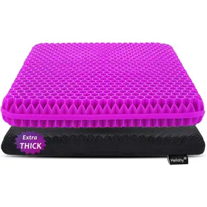 Gel Seat Cushion for Long Sitting, Thick Gel Cushion for Wheelchair Soft Chair Pads for Office Home Chairs Car Seats Long Trips - Back Sciatica Hip Tailbone Pain Relief Cushion (Violet)