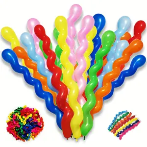 [100pcs Colorful Spiral Twisted Balloons] 100-Pack Multicolor Latex Spiral Twisted Balloons - 40-Inch Rainbow Assorted Colors for Birthday, Wedding, Festival Party Decorations, Easter Room Decor