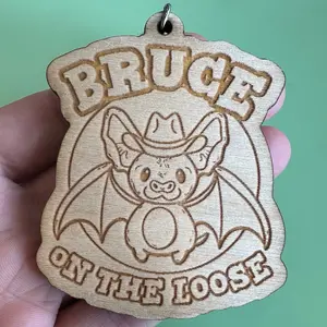 Bruce on the Loose Laser Engraved Keychain | Bat Keychain