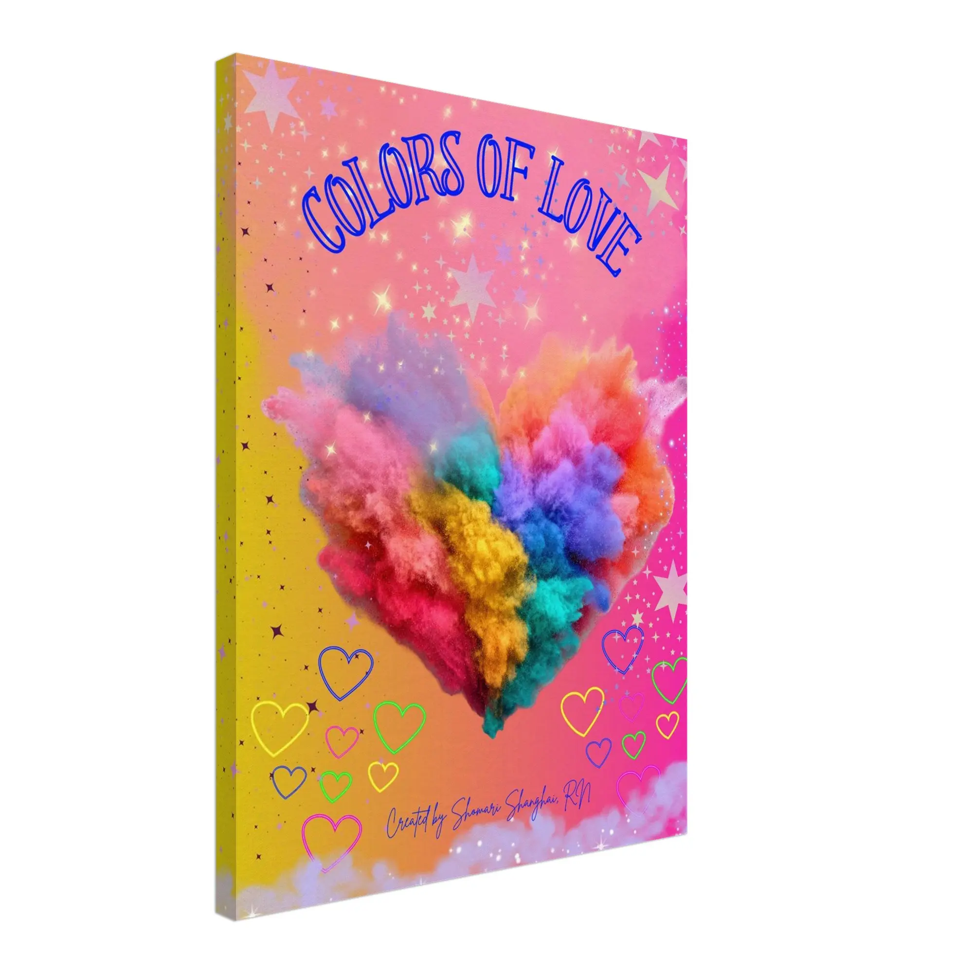 Colors of Love" Original Hand-Crafted 18x24 Canvas Wall Art by Shomari Shanghai, RN
