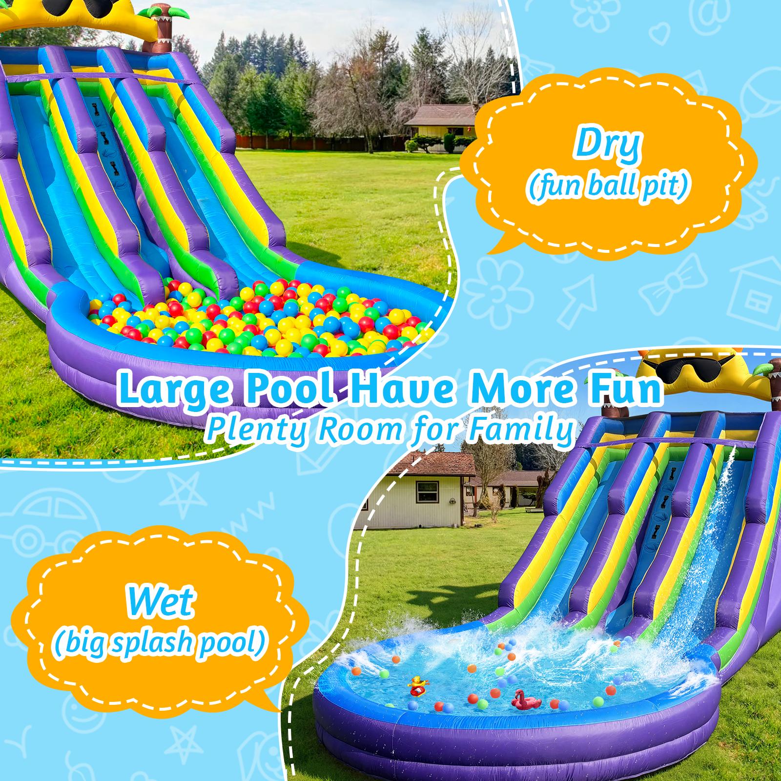 Sunglasses Inflatable Double Water Slide for Kids and Adults with Large Splash Pool Backyard Party Oxford Water Slide inflatable Water Slide for