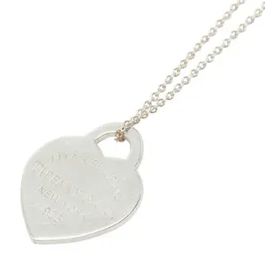Pre-owned Tiffany & Co. Sterling Silver 925 (Ag925) Small Leather Goods Return to Tiffany Heart Tag Silver Necklace