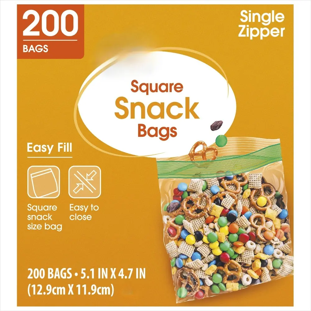 200-Count Snack Bags with Reliable Closure, Perfect for Packing Festive Finger Foods and Snacks