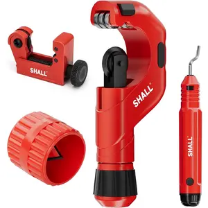 4-Piece Tubing Set, 1/4’’ to 2’’OD Copper Pipe, 1/8’’ to 7/8’’ Mini Tube, Deburring Tool & Inner Outer Pipe Reamer for Copper, Aluminum, Stainless, PVC Pipe