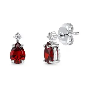 Solitaire 2-Stone 1.4ct Pear CZ Stud Earrings in Sterling Silver