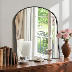 40"x30" Black Arched Bathroom Mirror - Wall Mirror for Bathroom, Metal Frame Vanity Mirror, Dresser Mirror, Arch Decorative Mirrors for Living Room, Bedroom, Entryway, Bathroom Wall Mirror, Metal Frame Vanity Mirror for Bedroom, Entryway, Living Room tikt