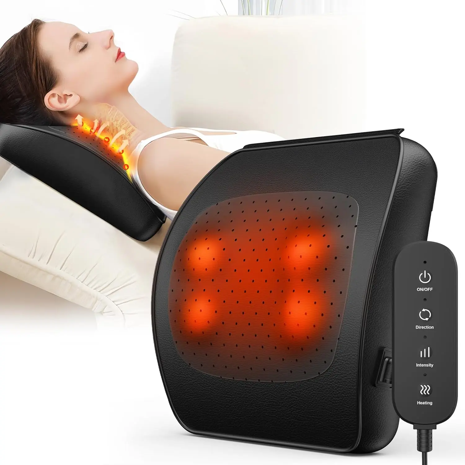 Lower Back Massager with Heat, Back & Neck Massager for Pain Relief Deep Tissue, 3D Kneading Massage Pillow for Upper and Lower Back Shoulder, Masssager Gifts for Women, Men,Dad, Mom- Remote Comfort