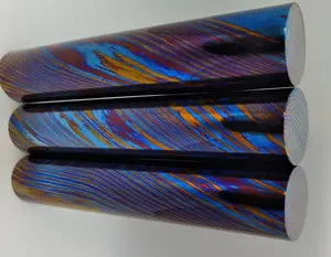 Mokume Ti (Damascus Titanium) rod, 3 alloys, 26/28/30/35mm  diameter, Tidamascus rings, Damascus rings, EDC