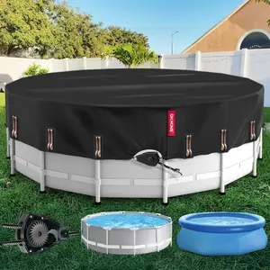 21 Ft Round Pool Cover with Fast Tightening Patented Ratchet, Solar Pool Covers for Above Ground Pools, One-Piece Tear Resistant Swimming Pool Cover Protector with Upgraded Windproof