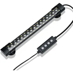 24/7 Mode Submersible Aquarium LED Light, Full Spectrum Hidden Fish Tank Light with 3 Rows Beads 7 Colors Auto On Off Sunrise-Daylight-Moonlight, Adjustable Timer Brightness 8W