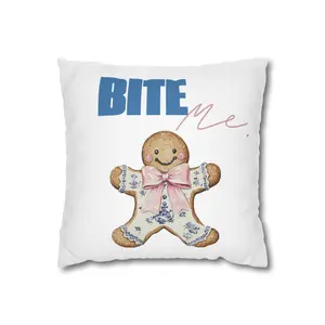 Funny Christmas Gingerbread Square Pillowcase, Holiday Decor Cushion Cover, Festive Xmas Throw Pillow, Gift for Home Decor, Polyester Pillow