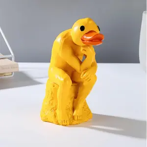Thinking Duck Dashboard Decor |   Quirky Resin Meditation Statue for Car & Home Office