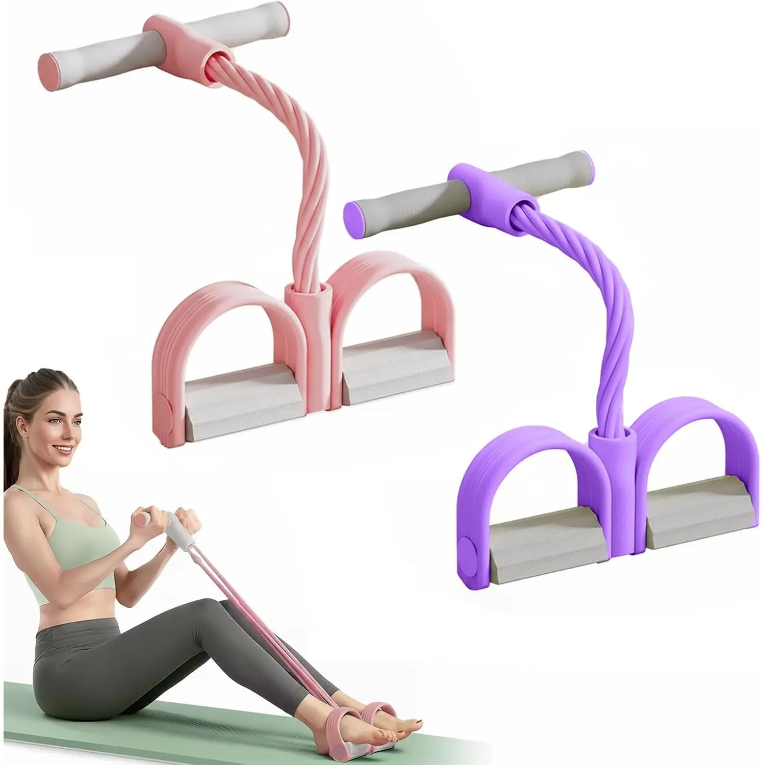 New Multi-Function Tension Rope with Handles, Stretching Gear for Home Gym Sit-Up & Tummy Training for Men & Women