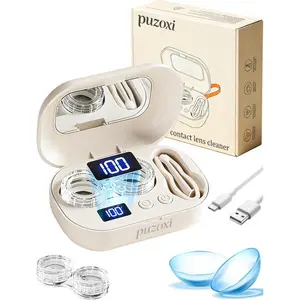 Ultrasonic Contact Lens Cleaner Machine Portable Rechargeable USB Powered Contact Lens Cleaner 3 Modes Deep Cleaning Lens Washer with Mirror Compact Travel Contact Lens Cleaning Device for Gym Sports Running Outdoor Travel Office Hotel,summervibes