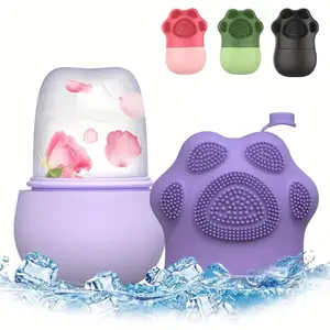 Cute Cat Paw Design Ice Face Roller, 1 Count Face Ice Roller with Silicone Brush, Reusable Face Massage Tool, Skin Care Tool for Women