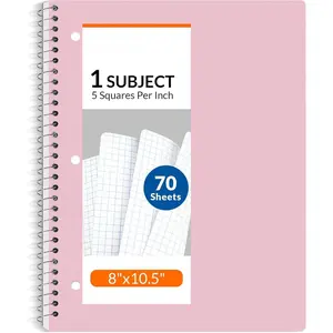 Spiral Notebook, 1-Subject, Graph Ruled Paper, 8" x 10-1/2", 70 Sheets, 5 Squares per inch Spiral Grid Notebooks for Work, , School, Writing,