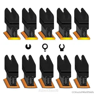100PCS Oscillating Tool Blades, Titanium & HCS Oscillating Saw Blades for Metal/Wood/Plastic Cutting, Curved Edge Multi Tool Blades Compatible with Bosch Milwaukee RyobiEverlanelnspired17CCMasterMarkToolsPulseTrail5 AAZestZone35