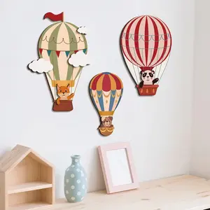 3-piece set of forest animal hot air balloon decorations suitable for all four seasons, children's room wall decoration