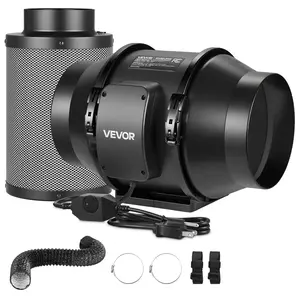 【Summervibes】VEVOR 6" Air Filtration Kit, 180 CFM Inline Duct Fan with Speed Controller, Carbon Filter & Ducting Ventilation System for Heating Cooling Booster, Grow Tents, Hydroponics