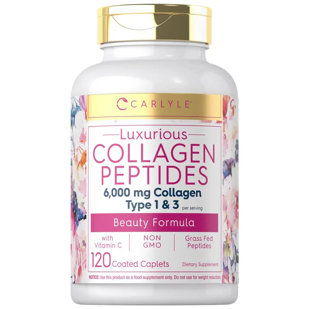 Carlyle Collagen with Vitamin C | 6000mg | 120 Caplets | Multi Collagen Peptide Pills | Type 1 and 3 | Non-GMO, Gluten Free, Grass Fed Carlyle Collagen with Vitamin C | 6000mg | 120 Caplets | Multi Collagen Peptide Pills | Type 1 and 3 | Non-GMO, Gluten Free, Grass Fed