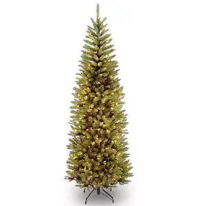 7 ft Pre-Lit Kingswood Fir Slim Christmas Tree with 300 UL Listed Clear Lights and 892 Branch Tips for Easy Assembly