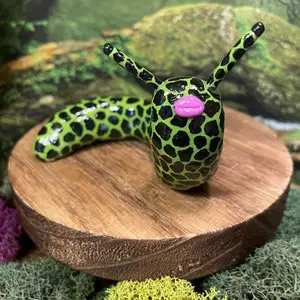 Gabriella, Handmade Polymer Clay Slug Figurine, Whimsical Collectible, with Painted Spots