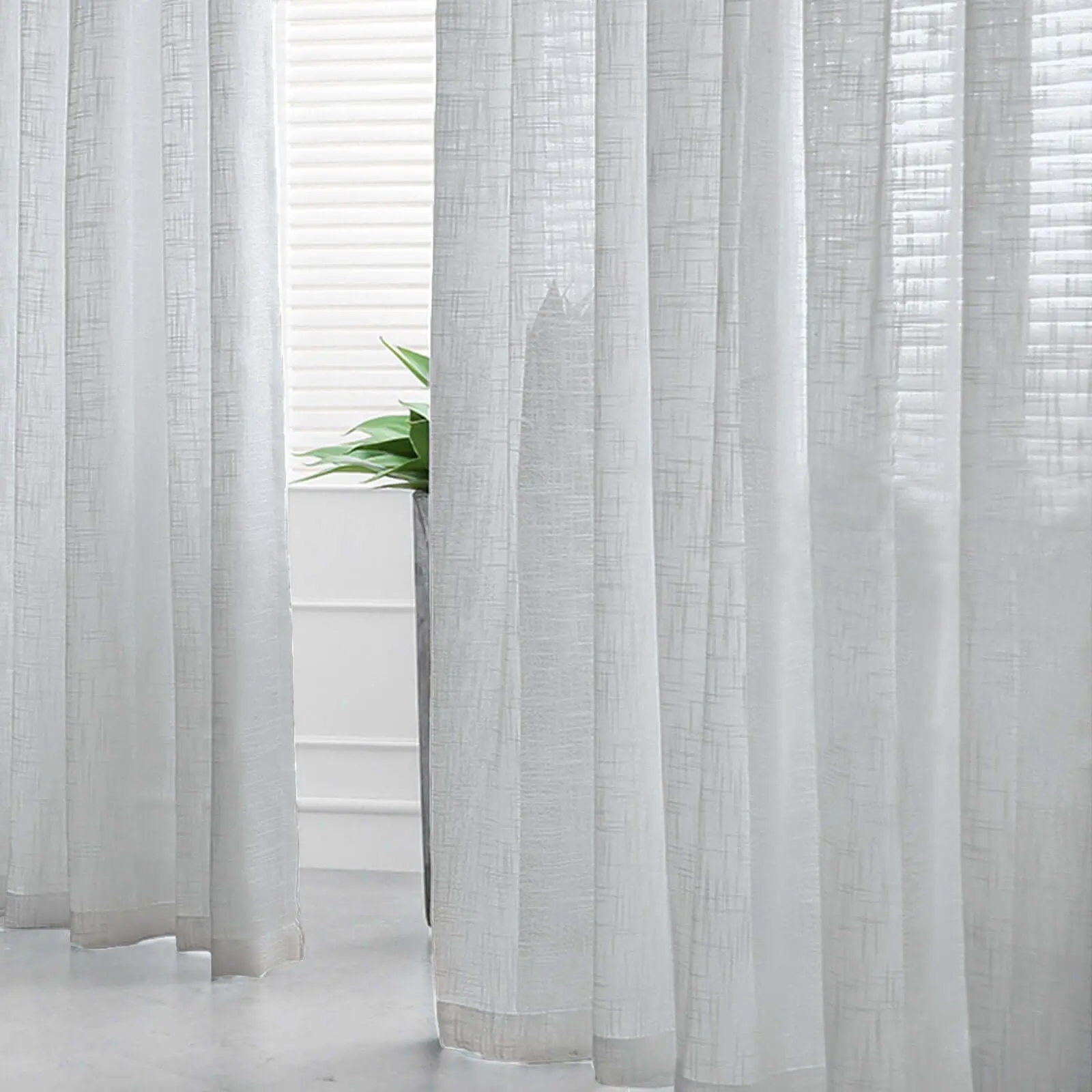 2 Pack Handmade Silver Faux Linen Home Decoration Curtain Panels, 52"x96" Privacy Grommet Blocker Curtains with Chrome Grommets for Living Room Bedroom, Privacy Grommet Curtains
