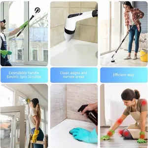 Electric Spin Scrub Brush for Bathroom & Kitchen Cleaning - Extendable Handle for Efficient Edge & Narrow Area Cleaning