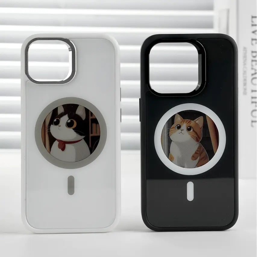 2.53 Inches E-Ink Phone Case Pos HD Display Wireless Transmission DIY Screen for iPhone 16/15/14/13 Round Support Magsafe