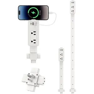 Outlet Extender Stick| Free Combination| USB-A, USB-C Port, 2 AC Outlets, Extend 9" to 36", 360° Combine| Plug Extender| Put Behind Nightstands, Sofa, Bed, Cabinet etc.