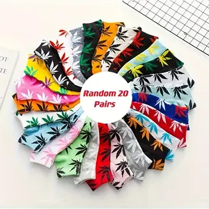 20 Pairs Maple Leaf Print Socks, Casual & Sports No Show Ankle Socks, Women's Stockings & Hosiery Womenswear Bridal