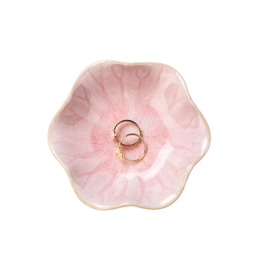 Lotus Shape Ceramic Trinket Tray Magic Kiln Glaze Transformation Technology 4.3" Pink Home Decor Elegant Jewelry Dish Organizer for Necklace Keys Unique Gift for Mom Sister Best Friend Lotus Shape Ceramic Trinket Tray Magic Kiln Glaze Transformation Technology 4.3" Pink Home Decor Elegant Jewelry Dish Organizer for Necklace Keys Unique Gift for Mom Sister Best Friend