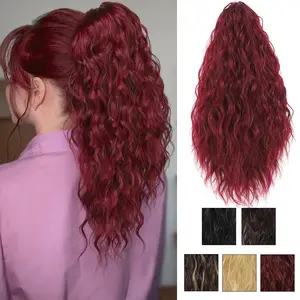 18" Water Wave Clip-In Ponytail with Claw Clip Fluffy Curly Synthetic Hair Extension for Women Natural Looking Instant Volume & Lengthening