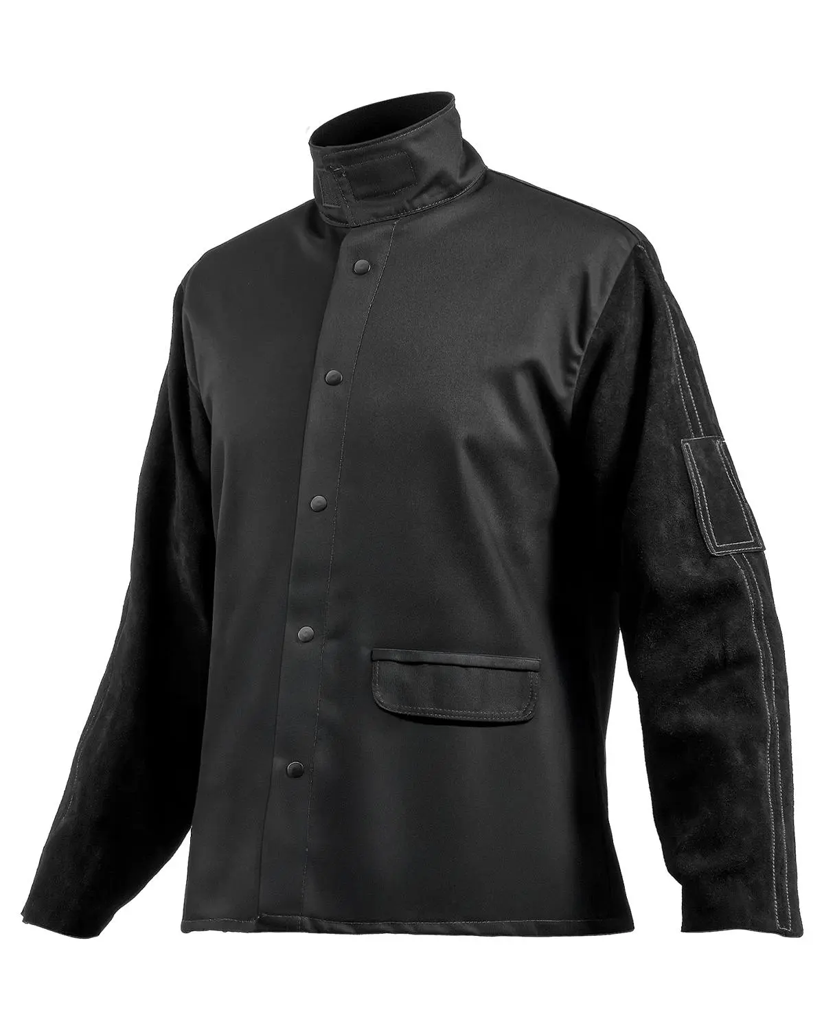 【DealsForYouDays】VEVOR Men's Flame Resistant Welding Safety Jacket, Heavy Duty Split Cowhide Leather Sleeves, 9 oz. FR Pure Cotton Body, Father's Day Gift for Welders - XXL Size, Men's Work Accessories