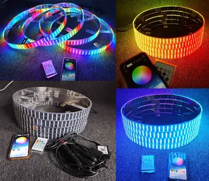 Brightest 5 Rows Dream Color CHASING 15.5" Wheel Ring Lights for Truck Car SUV LED Bluetooth APP+Remote