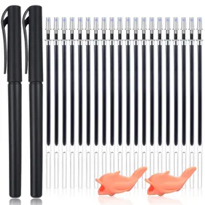 2 count Magic Pens & 20 Refills for Magic Practice Copybooks, Disappearing Invisible Ink Pens with 2 Pencil Grippers for Writing Tracing Books, Grooved Handwriting Workbooks