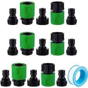 15 count Plastic Garden Hose Quick Connectors- Water Hose Quick Connect Male and Female 3/4"  Thread Fitting Set for Garden Hoses, Sprinklers and  Nozzles (3 Sets)