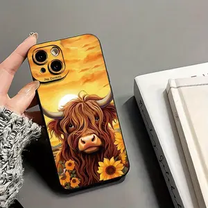 Cow Pattern Phone Case Casing, Decorative Protective Full Coverage Shockproof Phone Protector Cover, Phone Accessories Compatible with iPhone 11 12 13 14 15 16 Pro Max/Pro/Plus, Camera Lens Protection, Protection