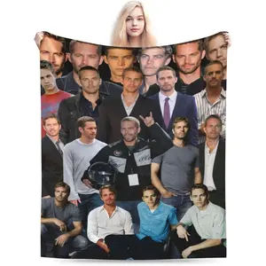Paul Walker Blanket Soft and Warm Lightweight Fluffy Throws Blankets Rug Carpet Gift for Beach Yoga Bedroom Living Room Decoration Sofa Camping Trip Dorm Decor All Seasona