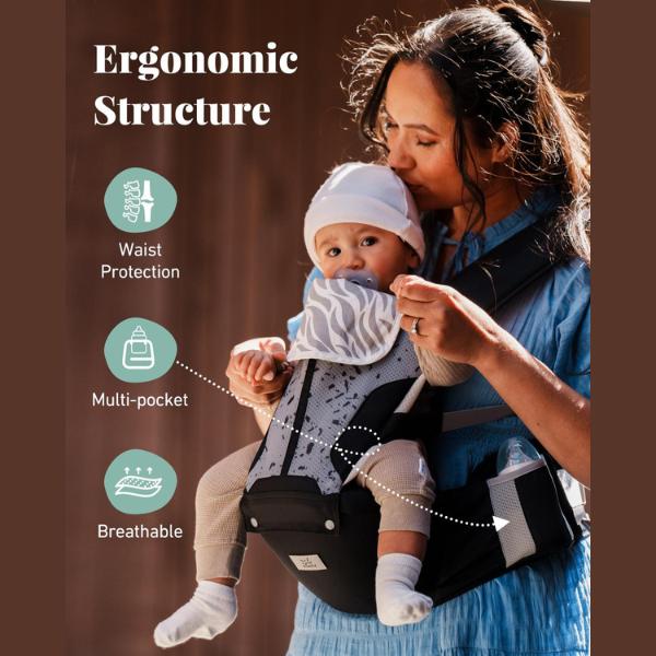 Baby Carrier, Safety-Certified 6-in-1 Baby Carrier Newborn to Toddler, Adjustable Detachable Infant Baby Hip Seat Carrier for 7-50lbs, All Seasons, Perfect for Shopping Travelling./bck01