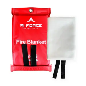 AI FORCE Emergency Fire Blanket with Gloves and Hooks - Fire Suppression Blanket for Kitchen, 40” x 40” Fire Blanket for Home and Kitchen, Grill, Camping, Lightweight Fiberglass Fire Blanket 1 Pack