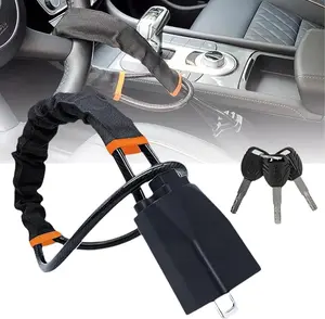 Car Steering Wheel Lock, Seat Belt Lock, Anti-Theft Device, Max 17 Inch Length, Small and Light-Weight, Multi-Functional, Fit Most Vehicle, SUV, Golf Cart Security